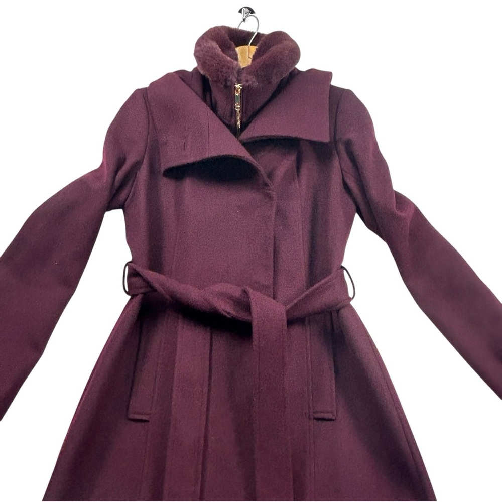 Sam Edelman Burgundy Wool Peacoat w/ Faux Fur Trim – Sz 6 | $360 Retail - Picture 2 of 13